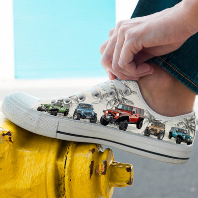 89Customized Jeep Wrangler Tropical Pattern Customized Low Top Shoes