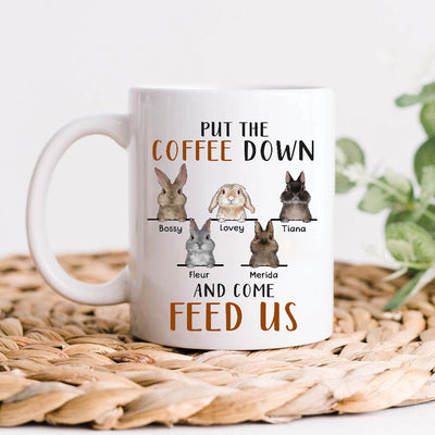 89Customized Put the coffee down and come feed us Rabbit Lovers Personalized Mug