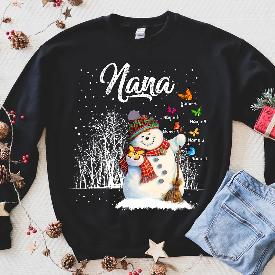 89Customized Grandma Snowman Butterfly personalized shirt