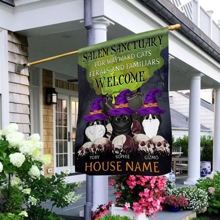 89Customized Salem Sanctuary for wayward cats Halloween Personalized Garden Flag