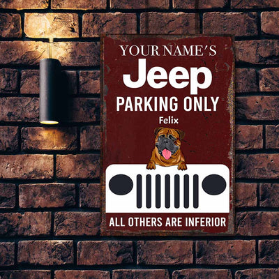 89Customized Personalized Printed Metal Sign Jeep Parking Dog