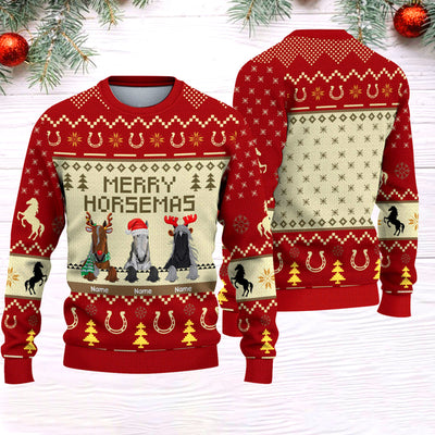 89Customized Merry Horsemas Personalized Sweater