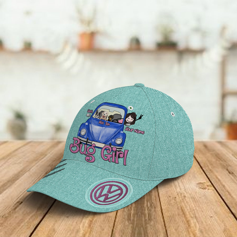 89Customized Personalized Cap VW Beetle Bug Girl Dog