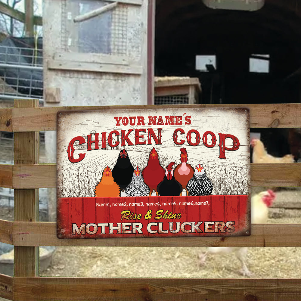 89Csustomized Rise and shine mother cluckers chicken coop personalized printed metal sign