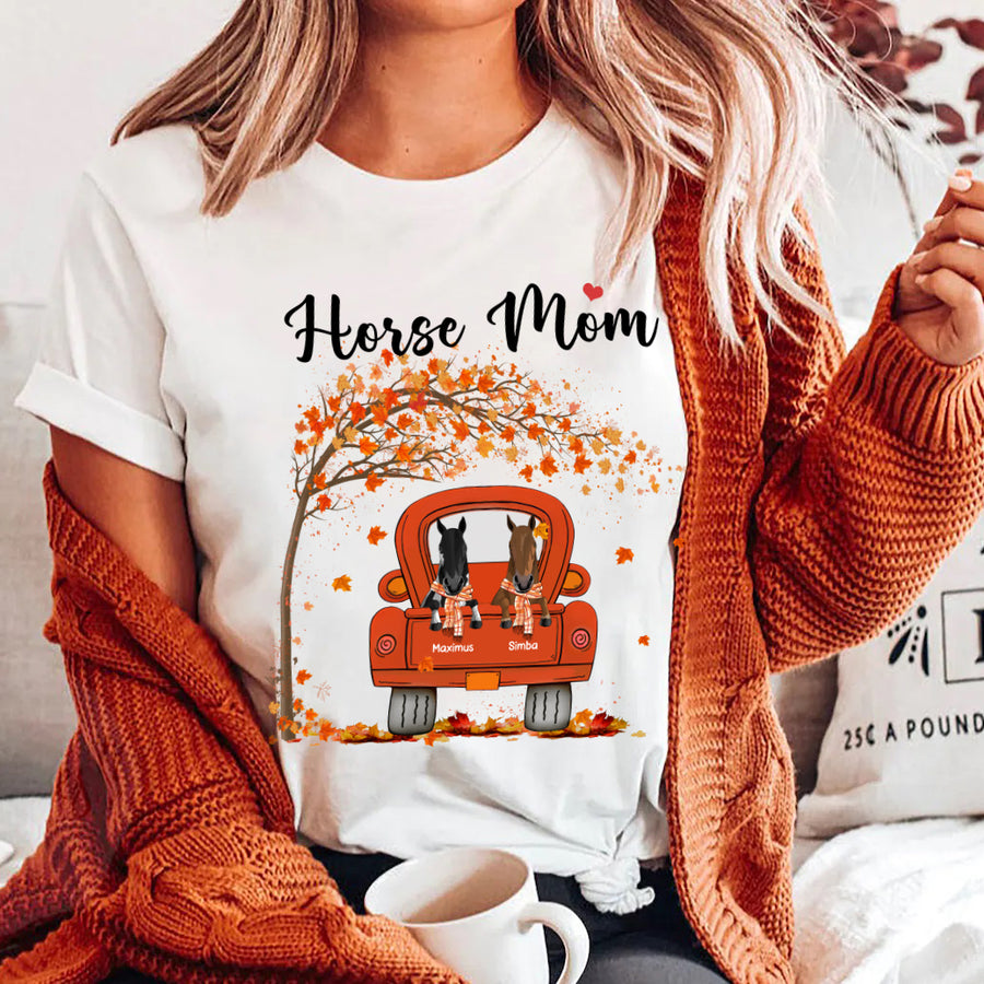 89Customized Fall Season Horse Mom Personalized Shirt