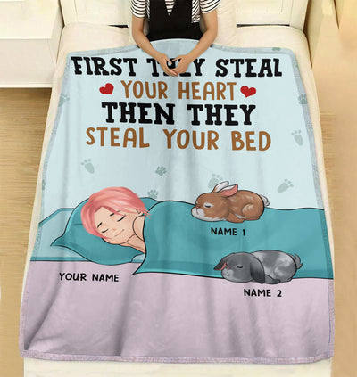 89Customized I Like To Stay In Bed With My Rabbits It's Too "Peopley" Out There Personalized Fleece Blanket