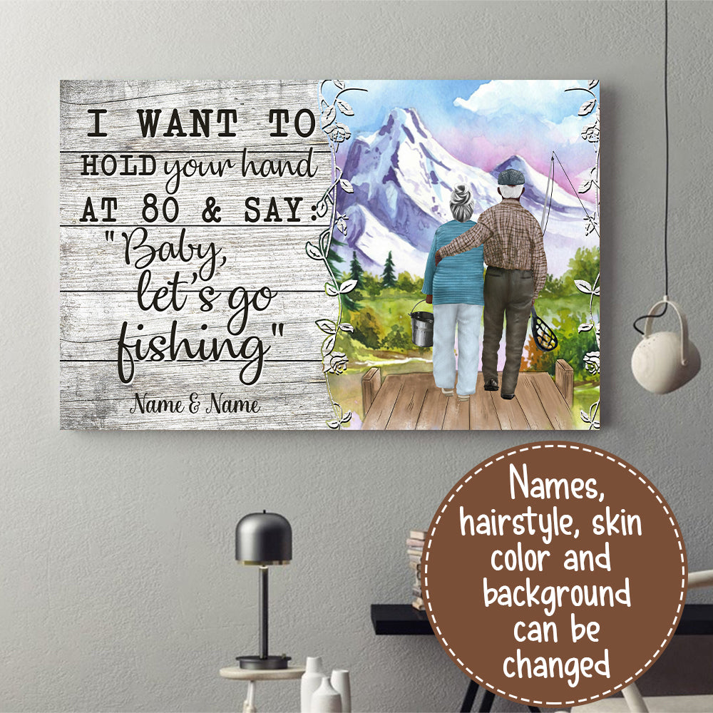 89Customized Baby Let's Go Fishing Old Couple Poster