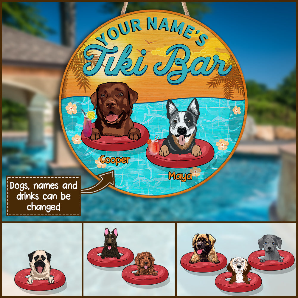 89Customized Welcome To Dogs Pool Personalized Wood Sign