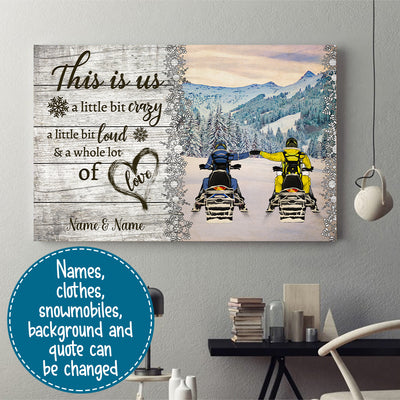 89Customized Snowmobiling Couple Horizontal Poster