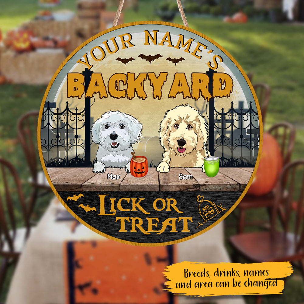 89Customized Halloween Dogs/Cats Welcome To Our Backyard/Deck/Patio Personalized Wood Sign