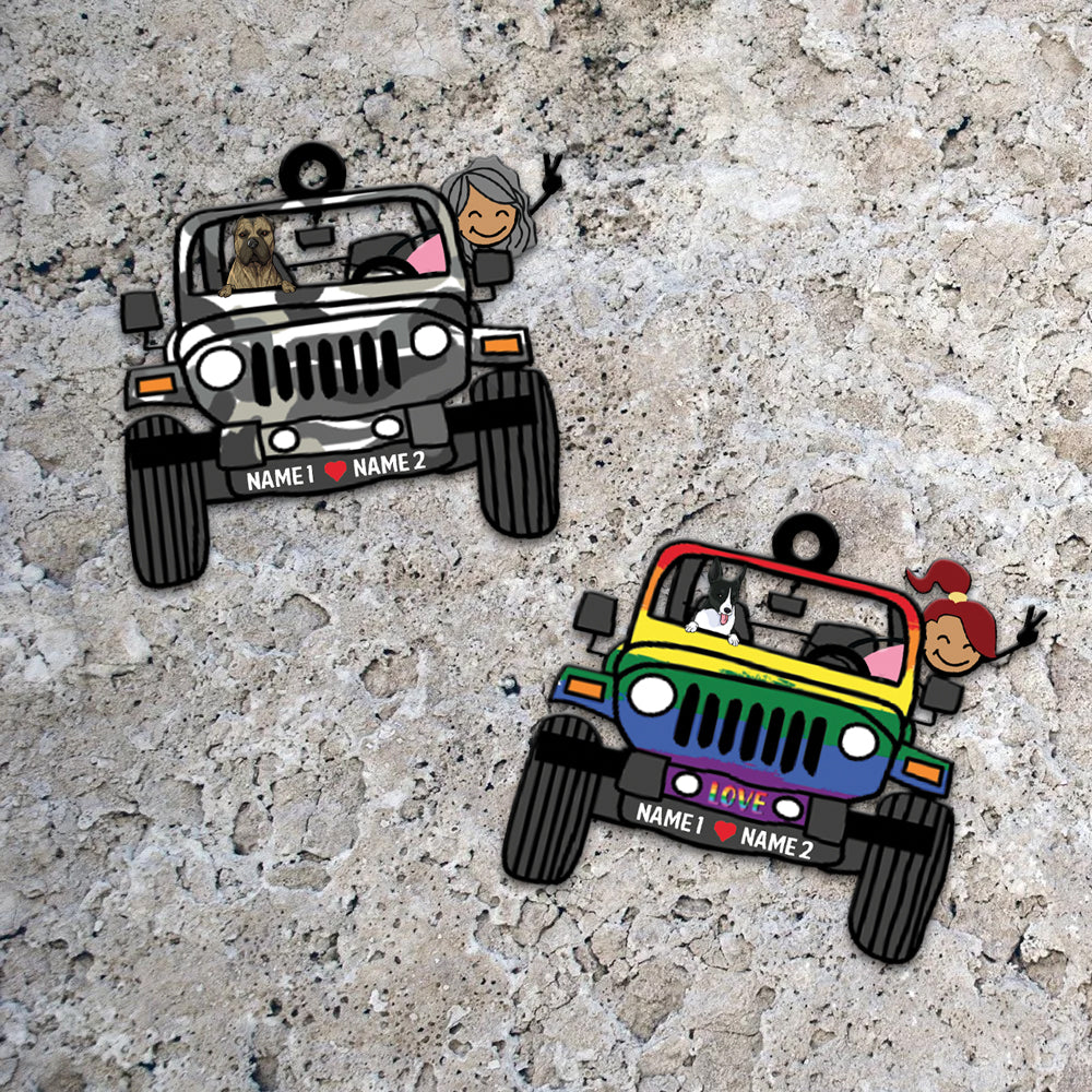 89Customized Personalized Ornament Jeep Girl Dog