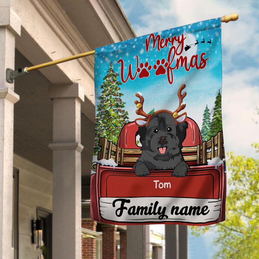 89Customized Merry Woofmas Dogs Personalized Garden Flag