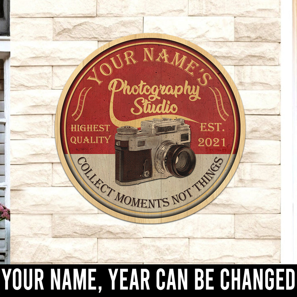 89Customized Photography studio collect moments not things personalized wood sign