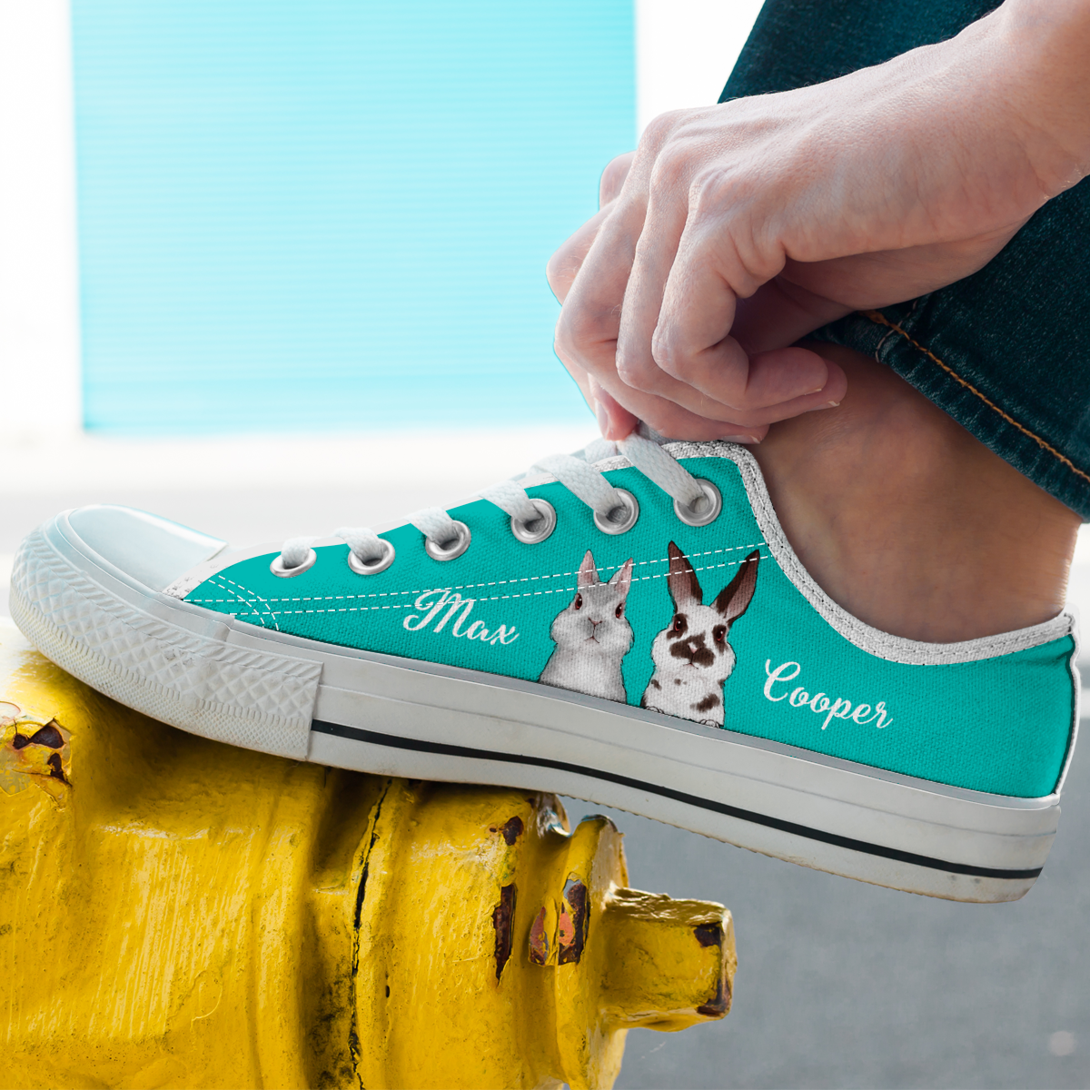 89Customized Bunny Lovers Personalized White Low Top Shoes