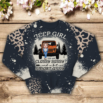 89Customized Bleached tie dye Classy sassy aand a bit smart assy Jeep Girl Personalized Sweater