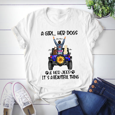 89Customized Personalized 2D Shirt Jeep A Girl Her Dog Back