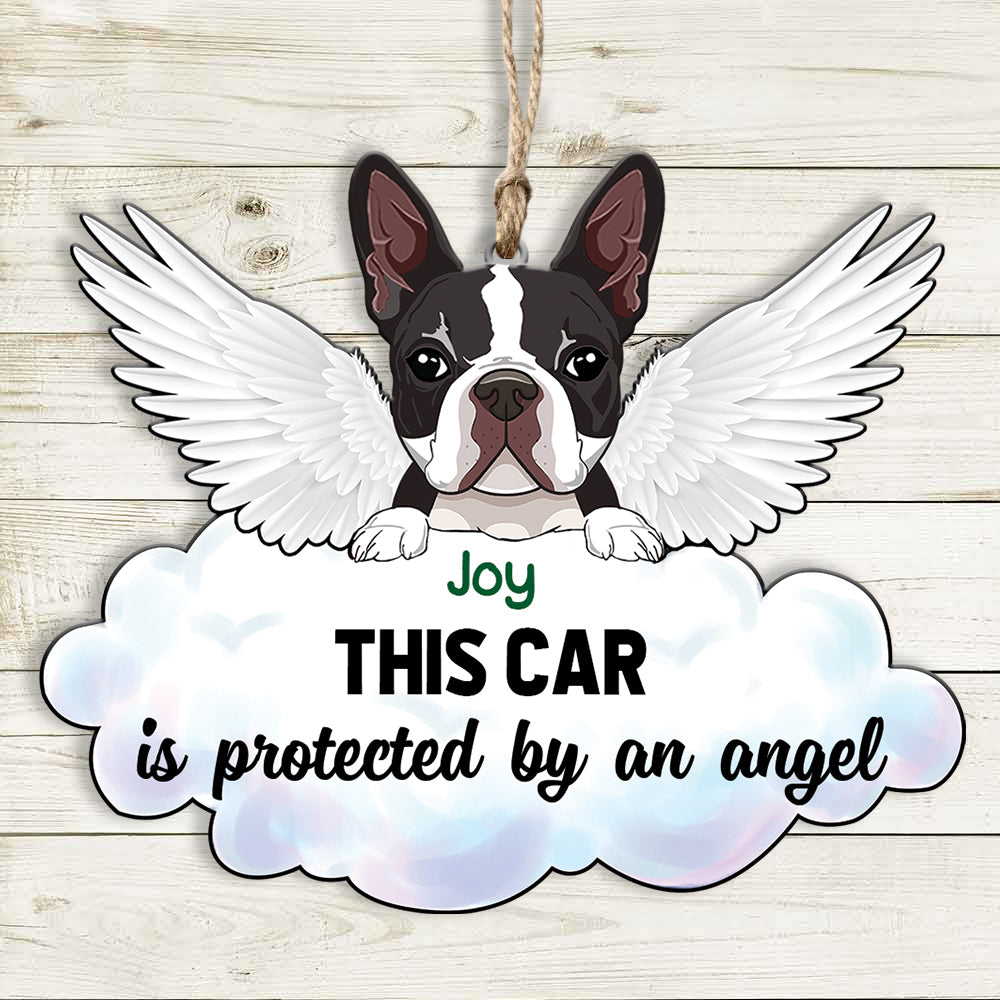 89Customized This car is protected by an angel Angel Dog Dog Memorial Car Ornament