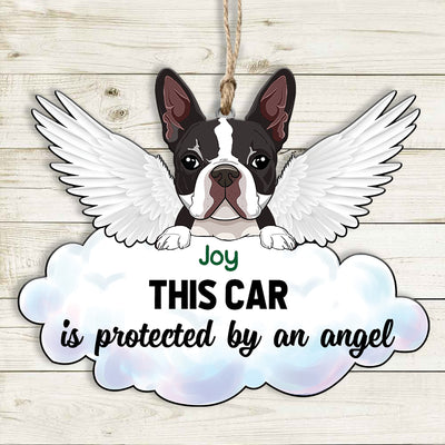89Customized This car is protected by an angel Angel Dog Dog Memorial Car Ornament