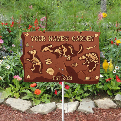 89Customized Dinosaur Fossil Metal Garden Art