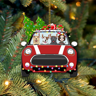89Customized Christmas Mini Girl And Dogs Personalized Ornament