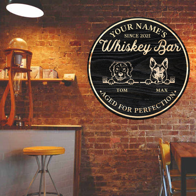 89Customized Whiskey Bar and Dog Customized Wood Sign