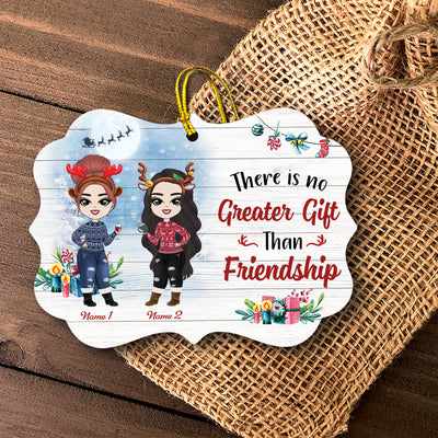 89Customized There is no greater gift than friendship Chibi girl Personalized Ornament