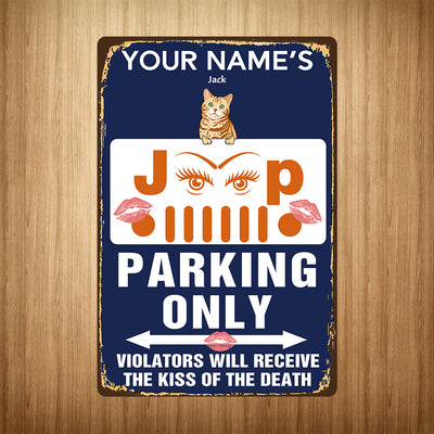 89Customized Personalized Printed Metal Sign Girl Jeep Parking Kiss Dog Cat