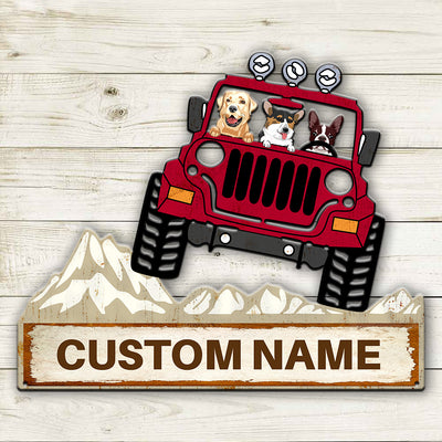 89Customized Jeep and dog off the road personalized cut metal sign