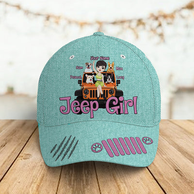 89Customized Jeep Girl Chibi & dog Customized Cap