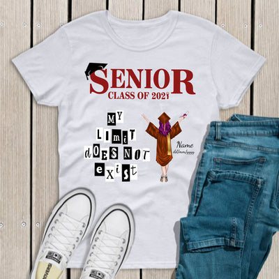 89Customized My limit does not exist senior 2021 graduation personalized shirt