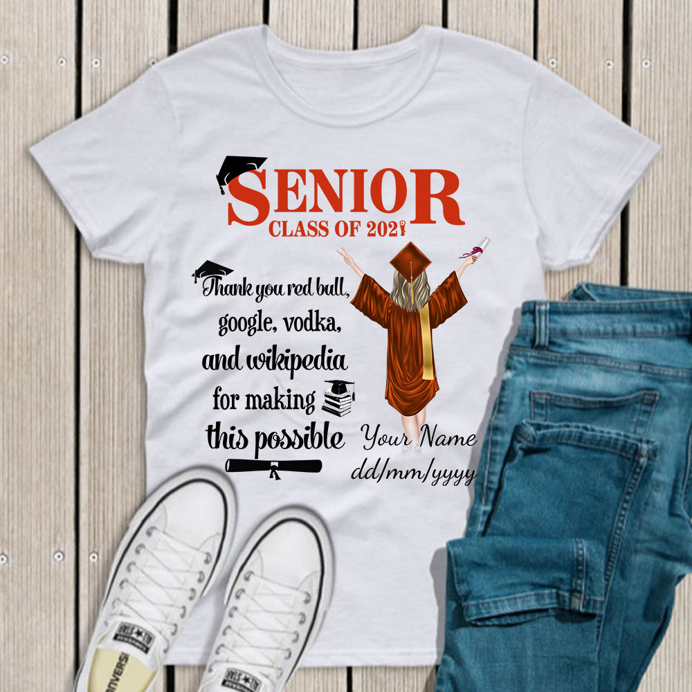 89Customized Thank you google 2021 Graduation personalized shirt