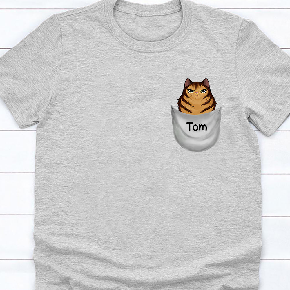 89Customized Peeking Cat Cat Lovers Personalized 3D Pocket T-Shirt