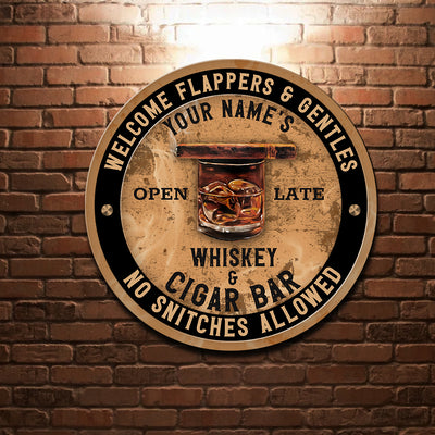 89Customized Whiskey & Cigar bar Welcome flappers and gents Customized Wood Sign