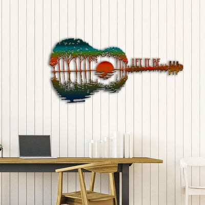 89Customized Let it be guitar sunset cut metal sign