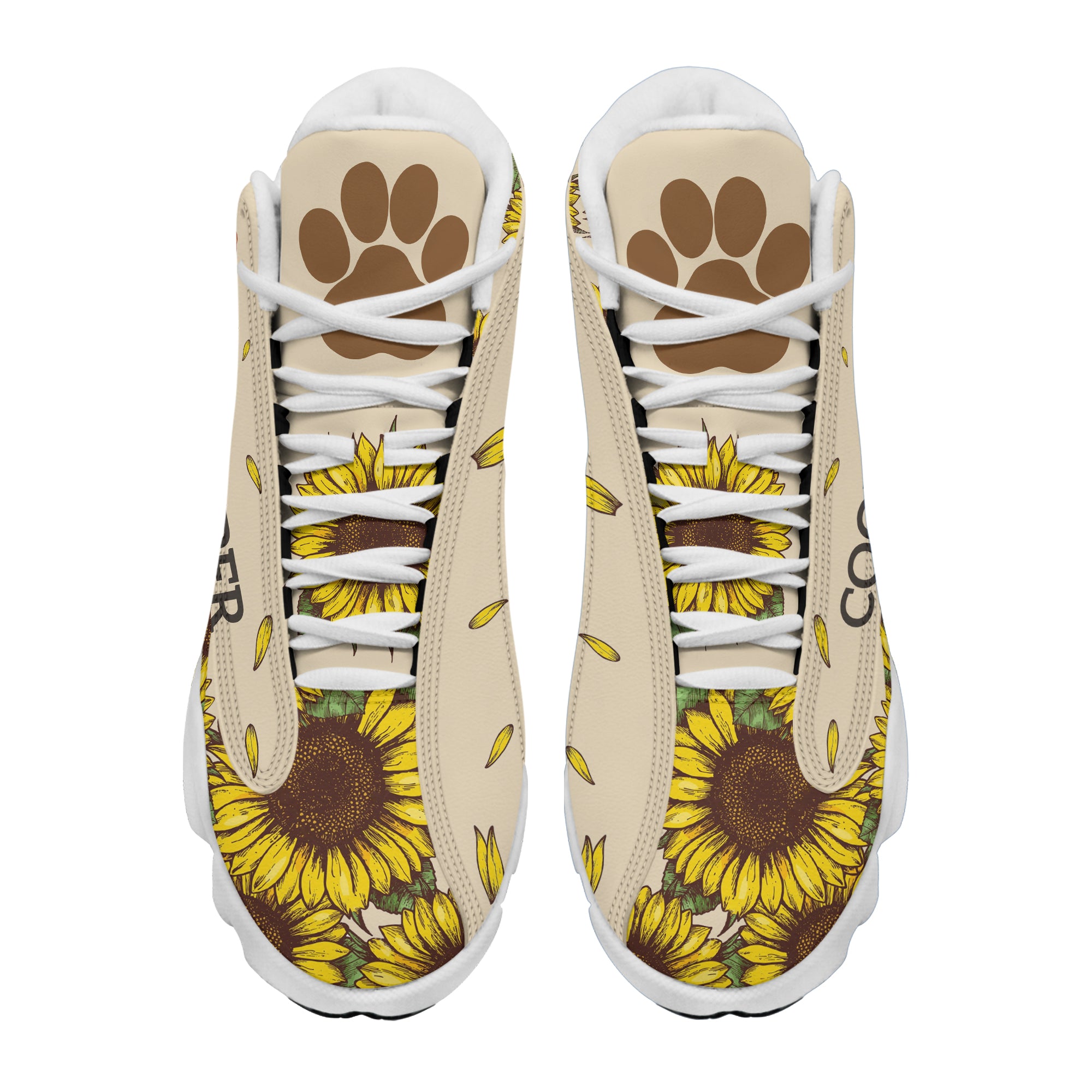 89Customized Sunflower Pattern Dog and Cat Customized White Air JD13 Shoes