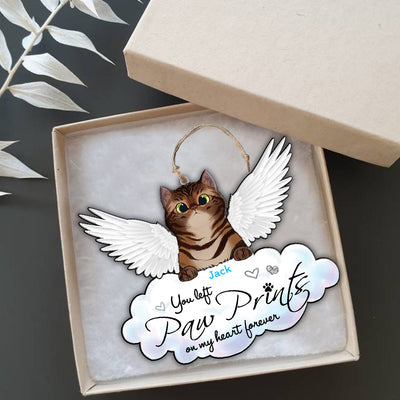 89Customized You left paw prints on my heart forever Angel Cat Cat Memorial Ornament