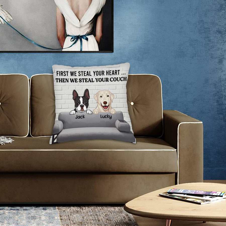 89Customized We steal your couch dog personalized pillow