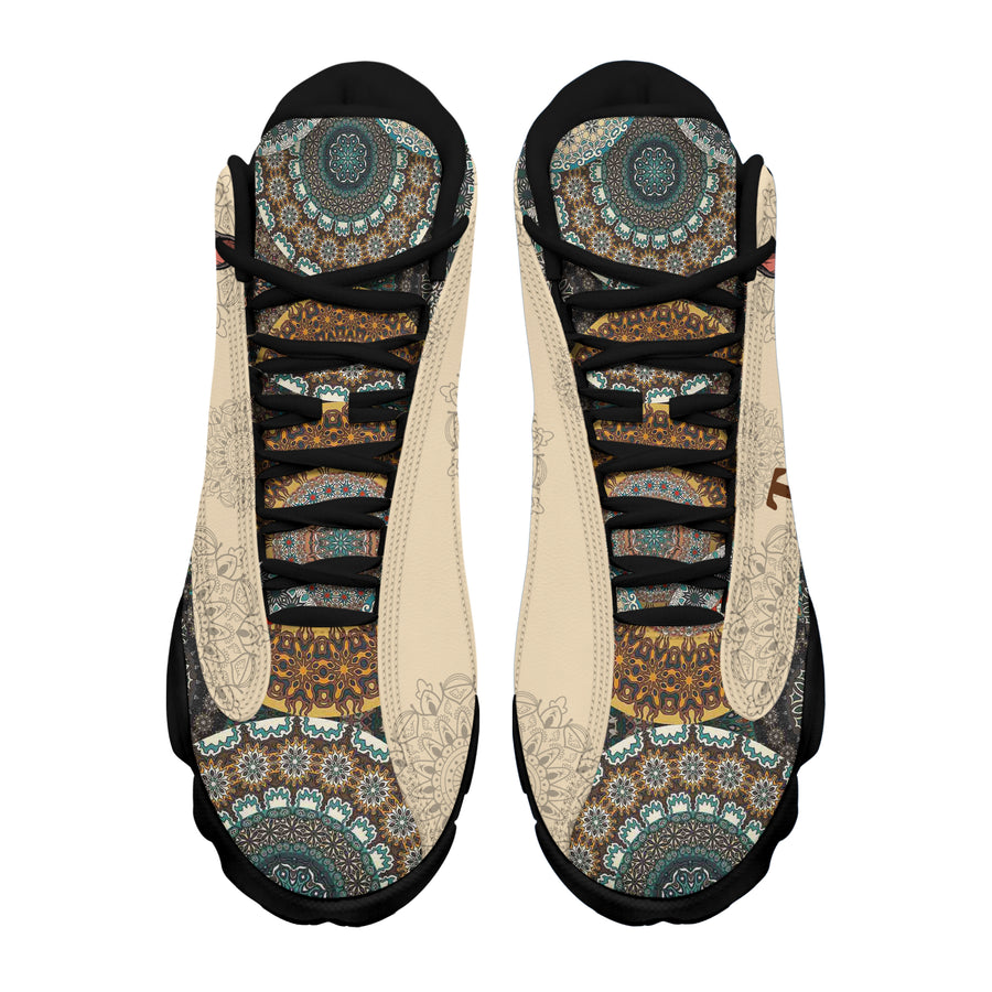 89Customized Mandala Pattern Dog Customized Black Air JD13 Shoes