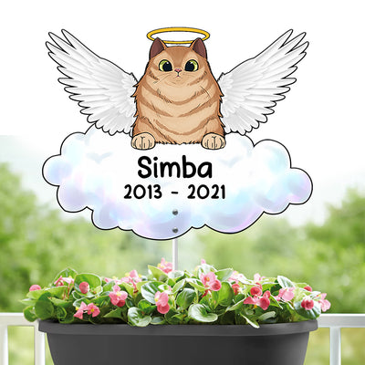 89Customized Cat Memorial Angel Cat on Cloud Metal Garden Art