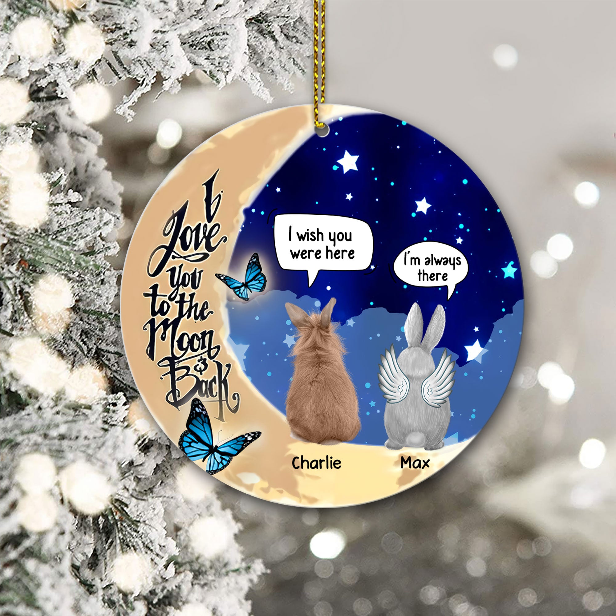 89Customized I Miss You Rabbit Memorial Personalized Ornament