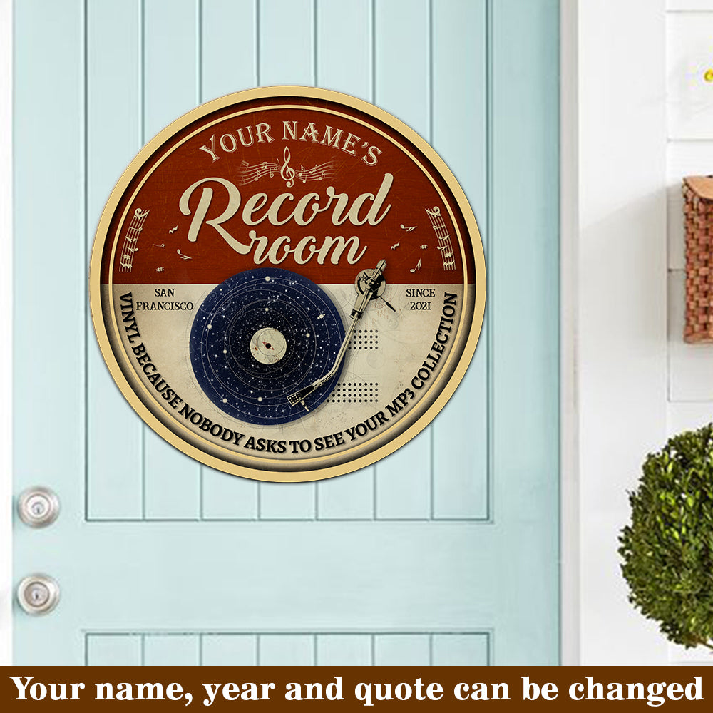 89Customized Vinyl because nobody asks to see your mp3 collection personalized wood sign