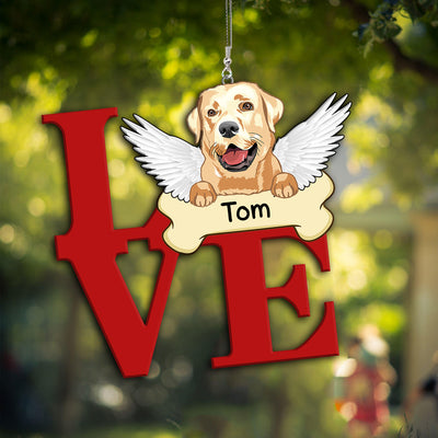 89Customized Love Sign Angel Dog Car Ornament 2 Sides