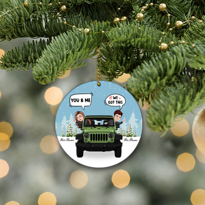89Customized Jeep couple chibi I love you most Personalized Ornament