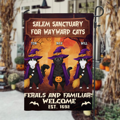89Customized Salem Sanctuary For Wayward Cats Ferals And Familiars Welcome Personalized Garden Flag