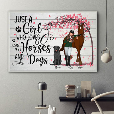 89Customized Just A Girl Who Loves Horses And Dogs Vertical Poster