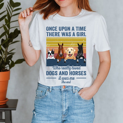 89Customized Once upon a time there was a girl who loved dogs and horses personalized shirt