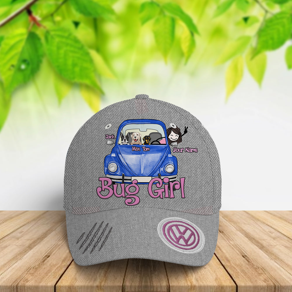 89Customized Personalized Cap VW Beetle Bug Girl Dog