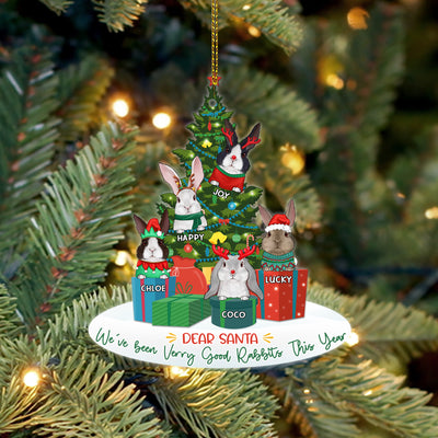 89Customized Dear Santa Christmas Tree Rabbit Lover Personalized Ornament