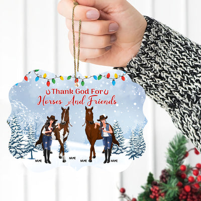89Customized Thank God For Horses And Friends Personalized Ornament
