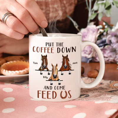 89Customized Put the coffee down and come feed us personalized mug